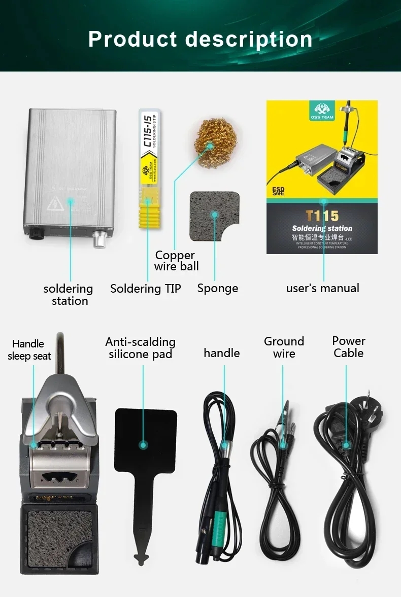 C115 Nano Soldering Iron Station - Estação de Soldagem Elétrica OSS T115